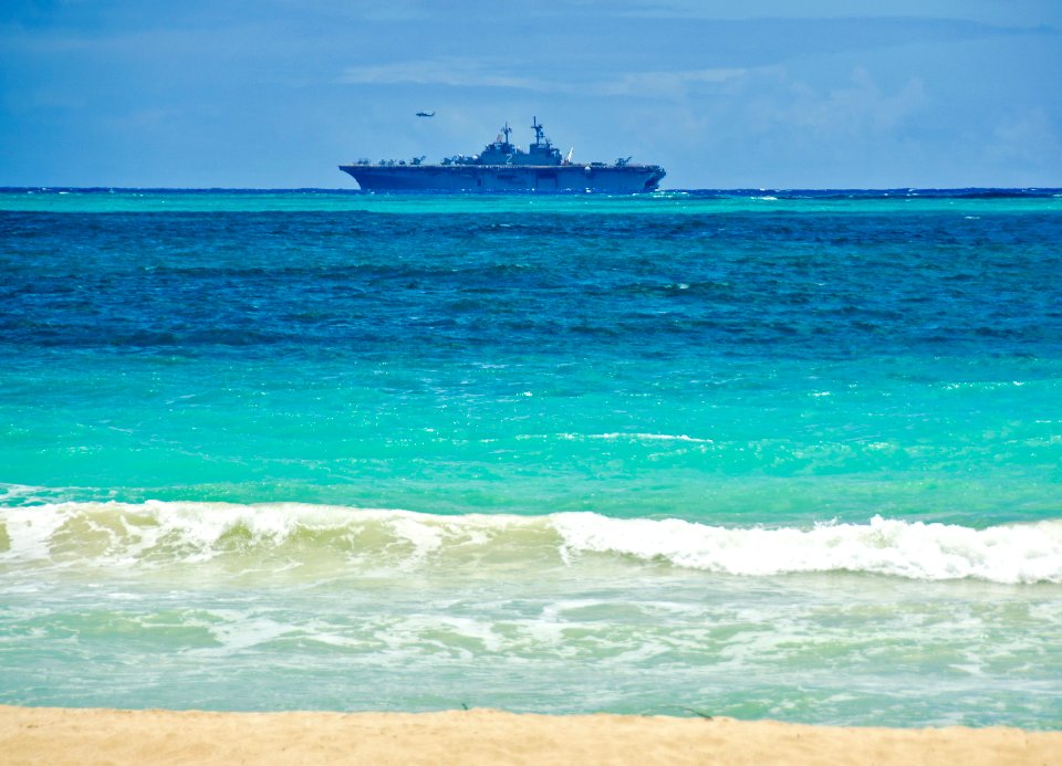 Flickr - Official U.S. Navy Imagery - USS Essex IS off the coast of Bellows Air Force Station.