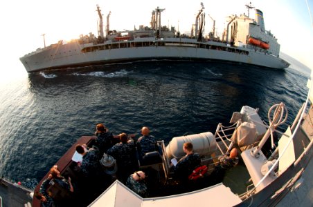 Flickr - Official U.S. Navy Imagery - USS Underwood approaches USNS Bighorn for a replenishment at sea.