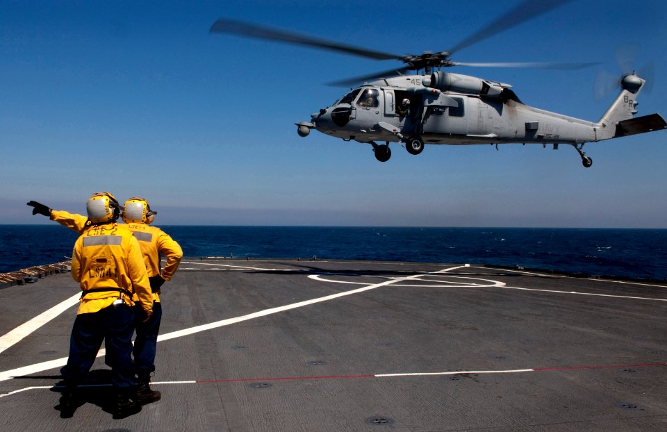 Flickr - Official U.S. Navy Imagery - USS Whidbey Island Sailors direct Sea Hawk.