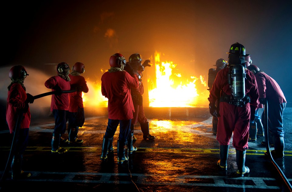 Flight deck firefighting training evolution at Joint Base Pearl Harbor-Hickam 150319-N-WF272-158