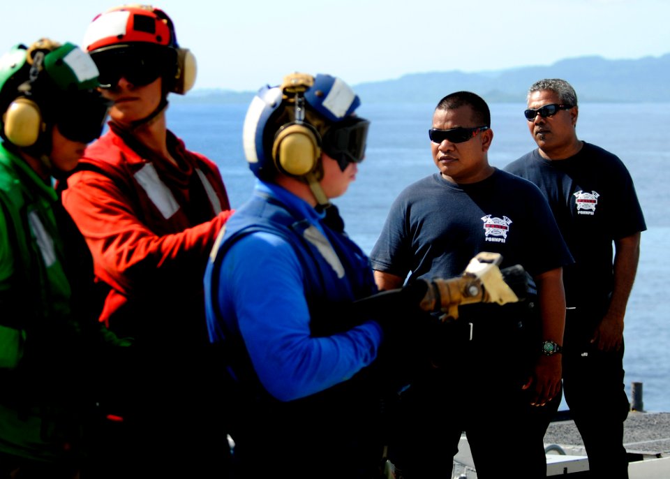 Flight deck firefighting training aboard the USS Cleveland 110706-N-YM863-780