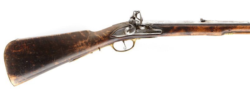 Flintlåsbössa av flammigt svärtad björk, 1675-1700 cirka - Skoklosters slott - 98296