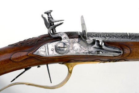 Flintlåsstudsare J Echsted, lås - Livrustkammaren - 75345