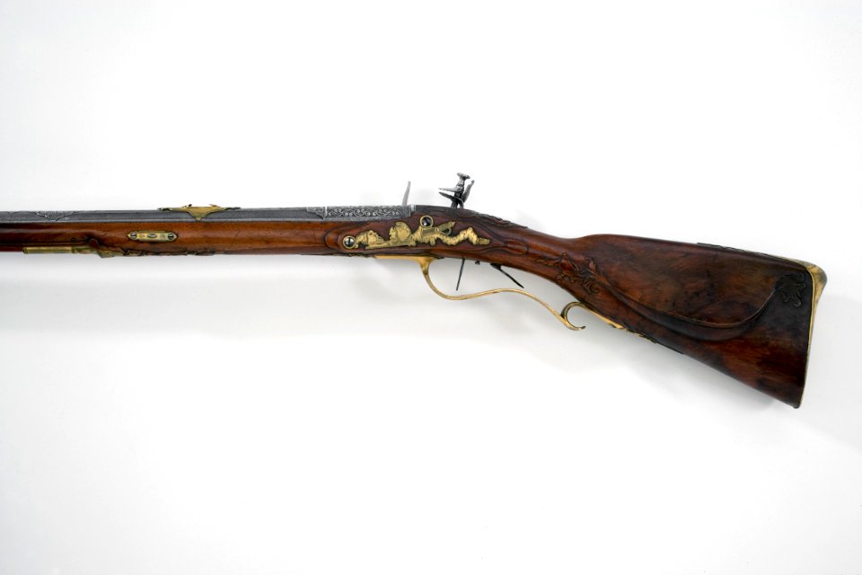 Flintlåsstudsare J Echsted, v sida - Livrustkammaren - 32543