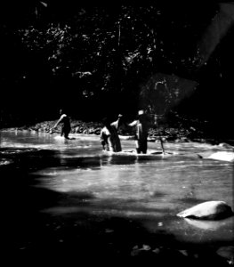 Flodövergång med indianska bärare. Rio Cocos, Sydamerika. Bolivia - SMVK - 002363