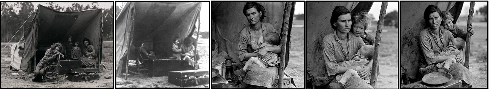 Florence Owens Thompson montage by Dorothea Lange