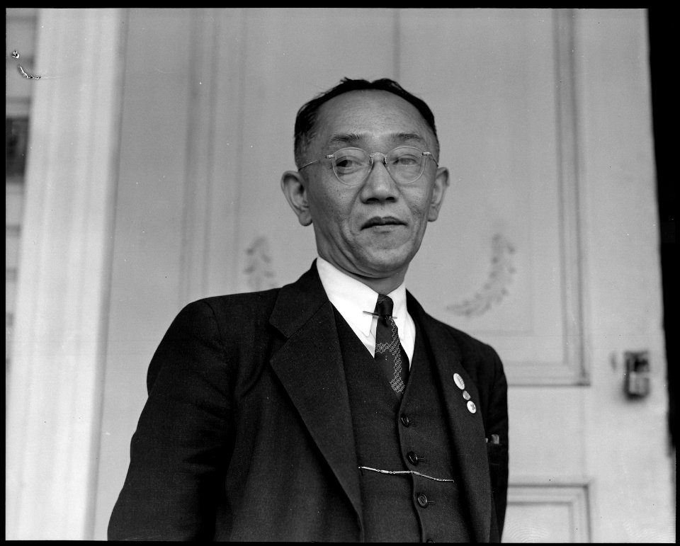 Florin, California. Reverend Naito (Buddhist) on steps of his church prior to evacuation. - NARA - 537852