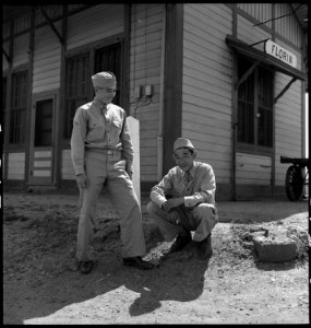 Florin, California. Two of the nine American soldiers of Japanese ancestry who have returned to the . . . - NARA - 537855