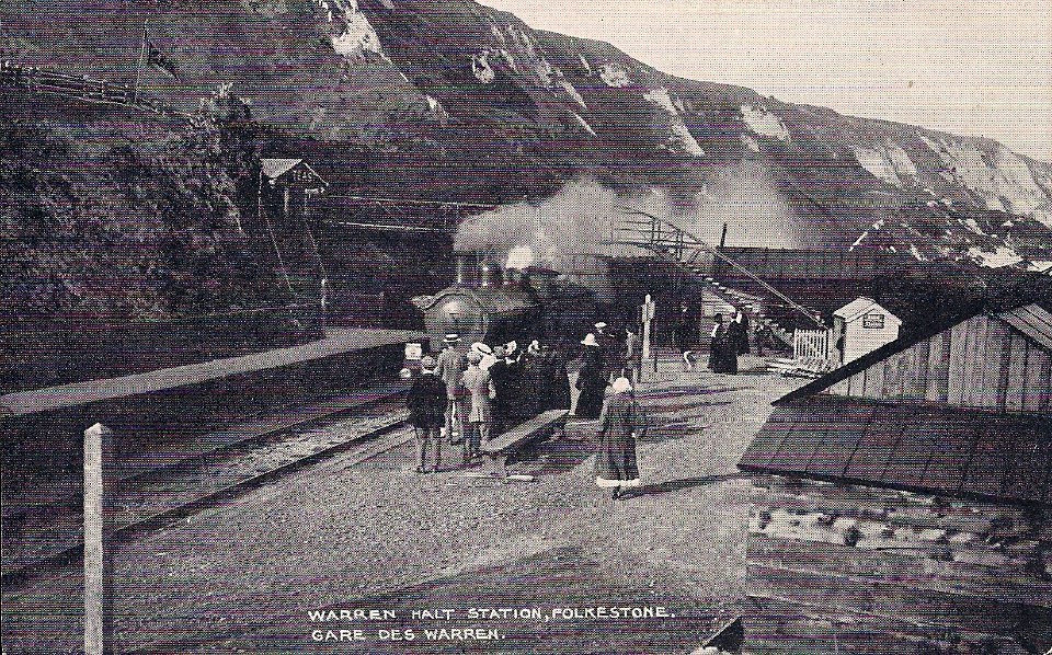 Folkestone Warren Halt railway station (postcard)