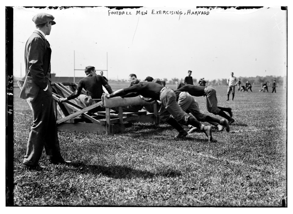 Football men exercising, Harvard. LCCN2014689714