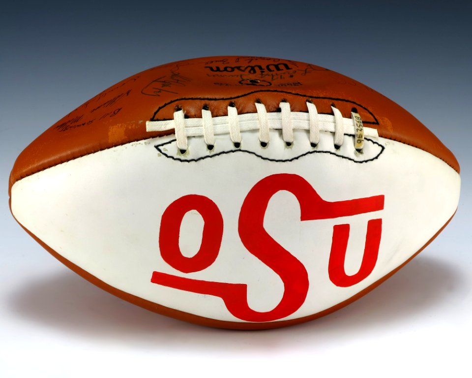 Football signed by 1976 Oklahoma State Cowboys (1987.568)