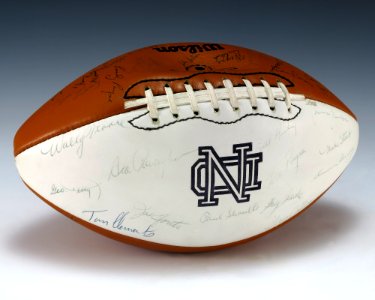 Football autographed by 1974 Notre Dame team (1987.224.1) photo