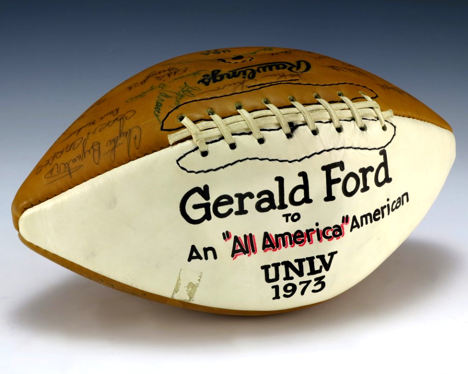 Football signed by 1973 UNLV Runnin' Rebels (1988.597.1)