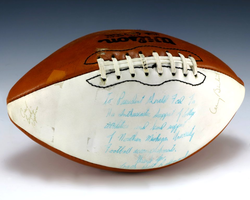 Football signed by 1978 Northern Michigan Wildcats (1987.569)