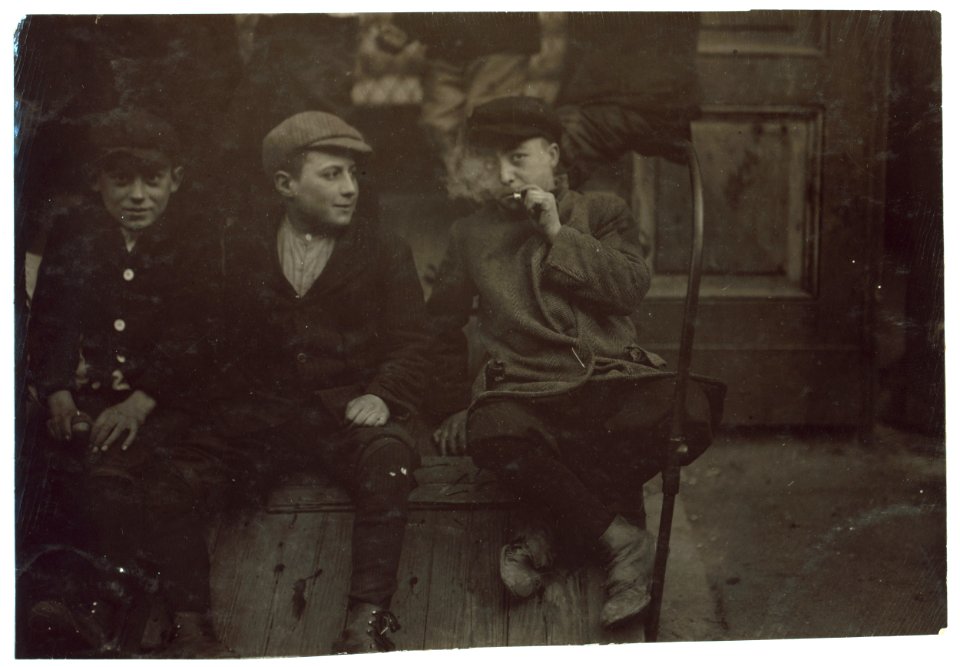 For Child Welfare Exhibit 1912-13.) Cigarettes, Spruce St., Italian Boys, Providence, R.I. Nov 23, 1912 LOC nclc.04801