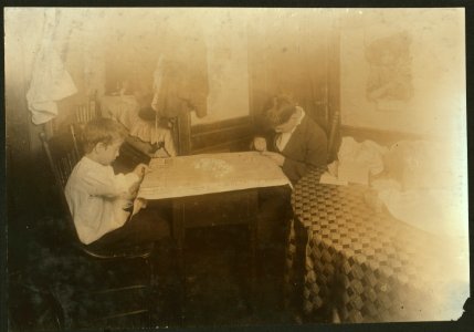 For Child Welfare Exhibit 1912-13.) Setting stones in cheap jewelry, Ernest Lonardo, 11 years old, Thomas, 14 years old, 6 Hewitt Street, Providence, R.I LOC nclc.04298