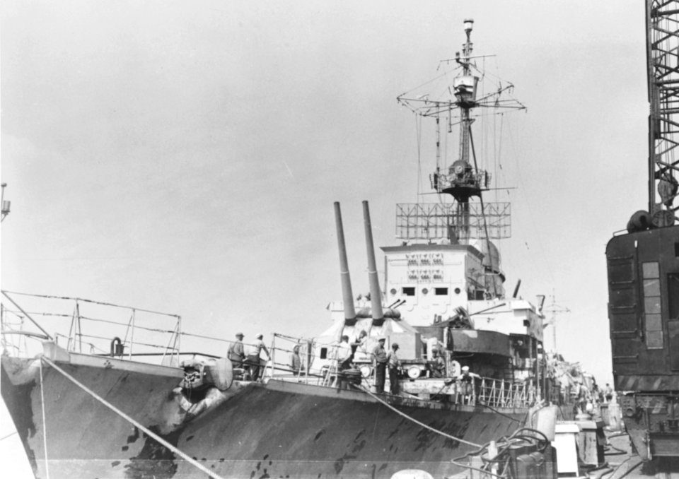 Forecastle of German destroyer Z39 at the Boston Navy Yard in August 1945