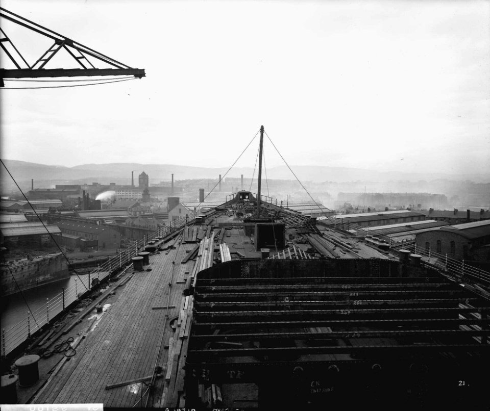 Forecastle of the 'Aquitania' (1914) during construction RMG G10710