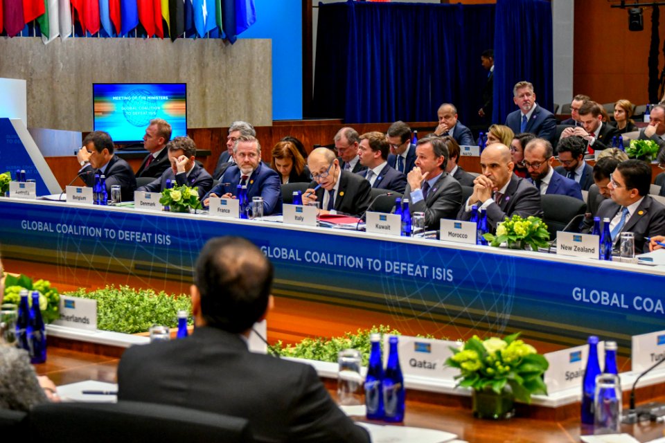 Foreign Ministers Listen on as Secretary Pompeo Delivers Opening Remarks