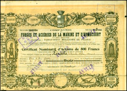 Forges et Acieries de la Marine et d'Homecourt 1915
