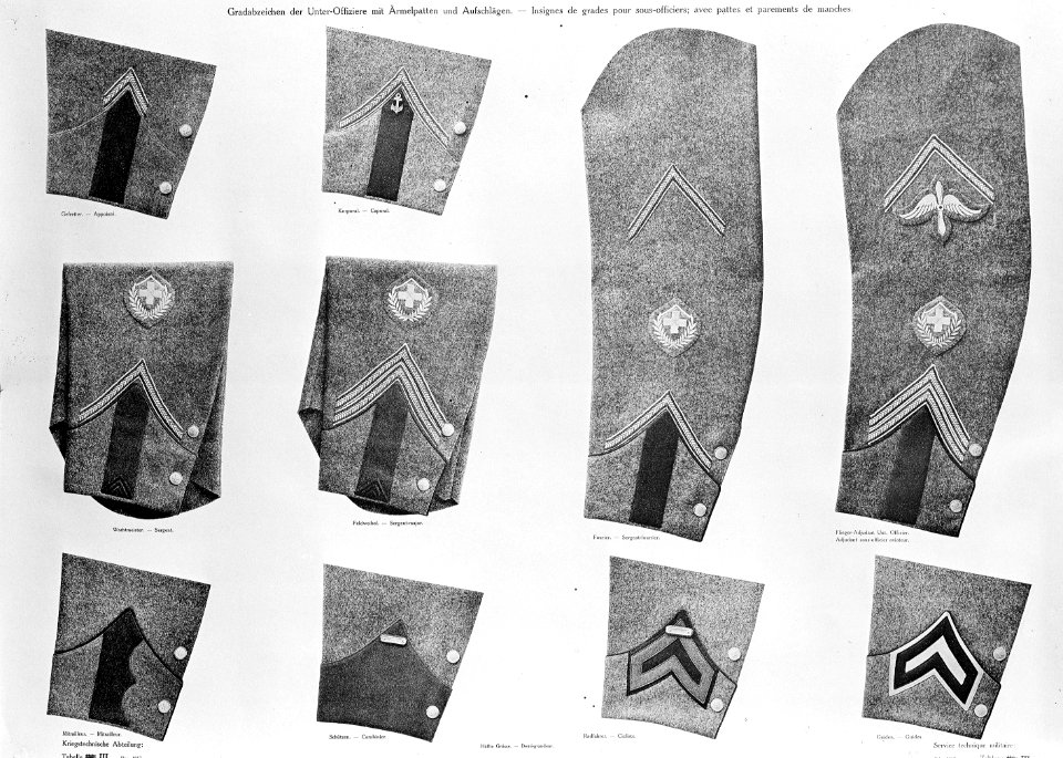 Gradabzeichen der Schweizer Armee Unteroffiziere - CH-BAR - 3241631