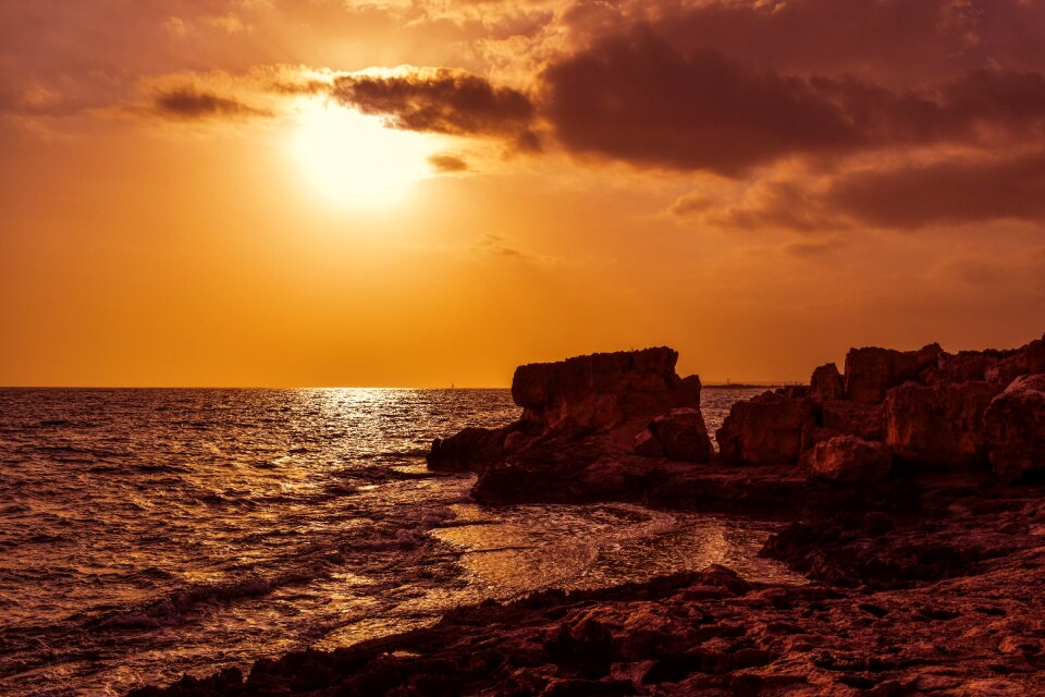 Clouds rocky coast formation