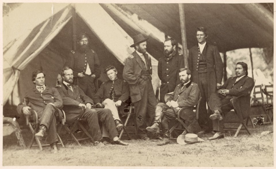Grant and staff at City Point, summer 1864 LCCN2013647597
