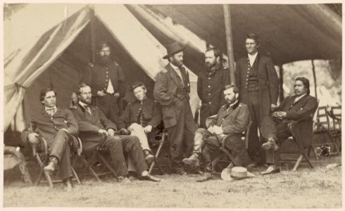 Grant and staff at City Point, summer 1864 LCCN2013647597