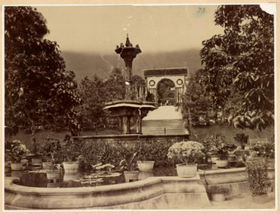Grant's world tour China. Hong Kong. Fountain, gardens, and welcome arch. May 16, 1879. LCCN2015650863