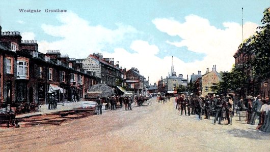 Grantham, Lincolnshire, England - Wide Westgate 1906