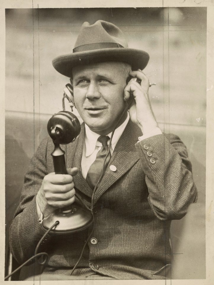 Grantland Rice on tel-mic) - World Telegram & Sun photo by Paul Thompson LCCN2013646402