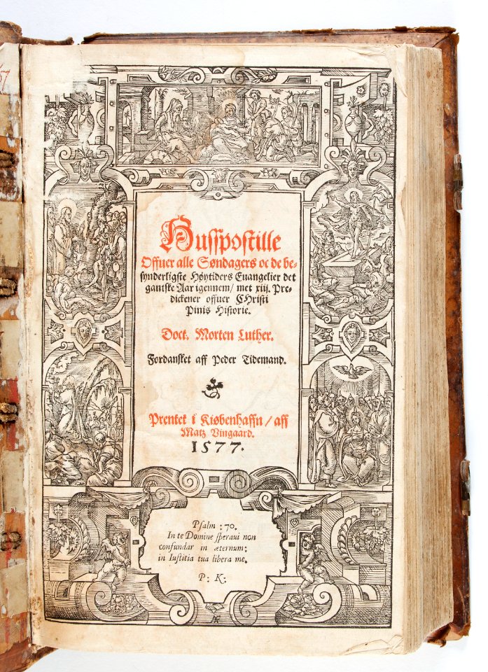 Graverat titelblad till dansk bibel från 1577 - Skoklosters slott - 93197