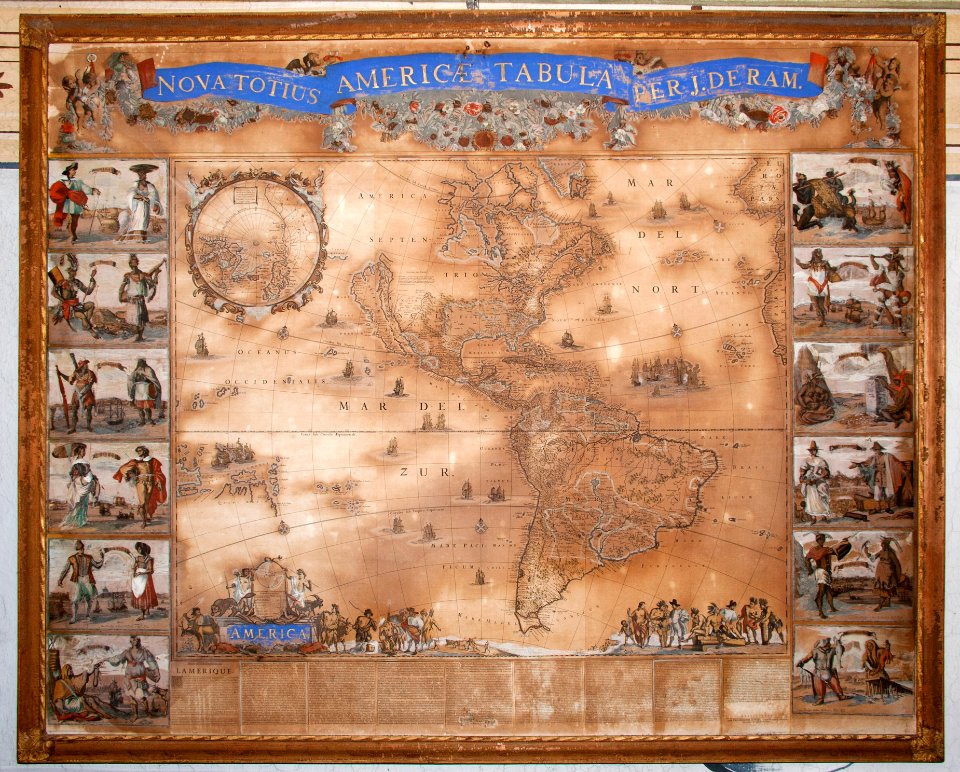Graverad och handkolorerad karta över Amerika från 1670-1690 - Skoklosters slott - 95152
