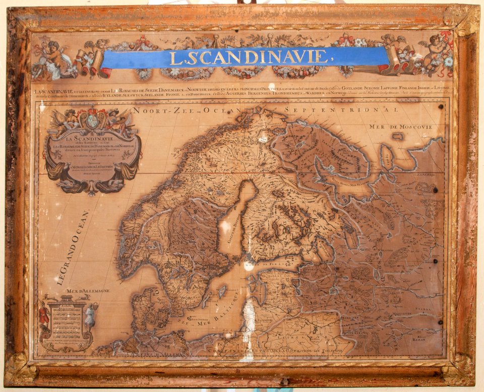 Graverad och handkolorerad karta över Skandinavien från 1692 - Skoklosters slott - 95150
