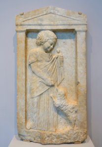 Grave Stele of a Young Girl 'Melisto', Greek, Attic, c. 340 BC, marble, probably from Sounion - Arthur M. Sackler Museum, Harvard University - DSC01533