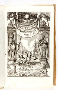 Graverat titelblad på tyska till Västindindisk reseberättelse från 1663 - Skoklosters slott - 93285 photo