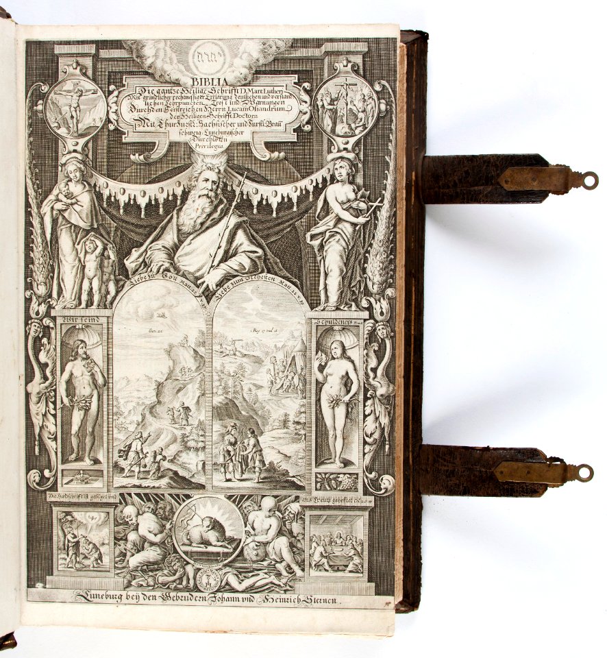 Graverat titelblad till bibel - Skoklosters slott - 92494