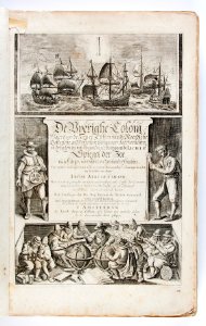 Graverat titelblad till bok om skepp och sjöfart, från 1649 - Skoklosters slott - 93250
