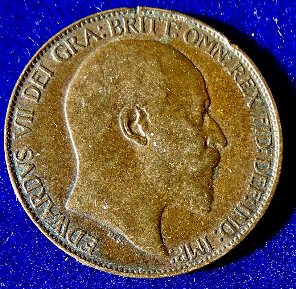 Great Britain dateless double Obverse Mule Halfpenny Edward VII 1902 to 1910, Error Coin. Reverse