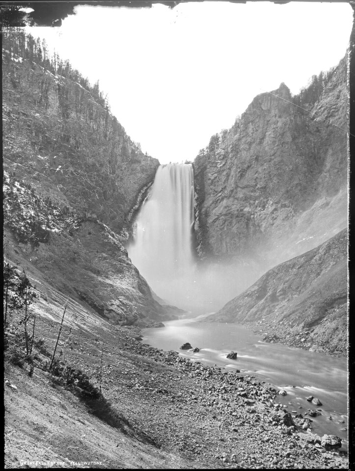 Great Falls of the Yellowstone, near view. Yellowstone National Park. - NARA - 517650