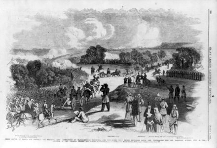 Great battle at Bull's Run between the Federal Army, commanded by Major-General McDowell, and the Rebel army under Jefferson Davis, Gen. Beauregard and Gen. Johnston, Sunday, July 21, 1861 - LCCN99614101