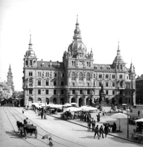 Graz - neues Rathaus mit Hauptplatz 1898 photo