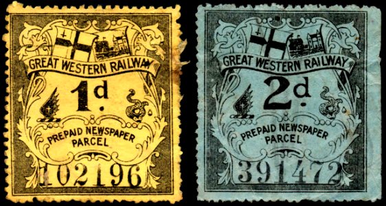 Great Western Railway prepaid newspaper parcel stamps