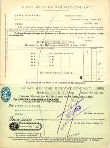 Great Western Railway dividend share certificate 1926 photo