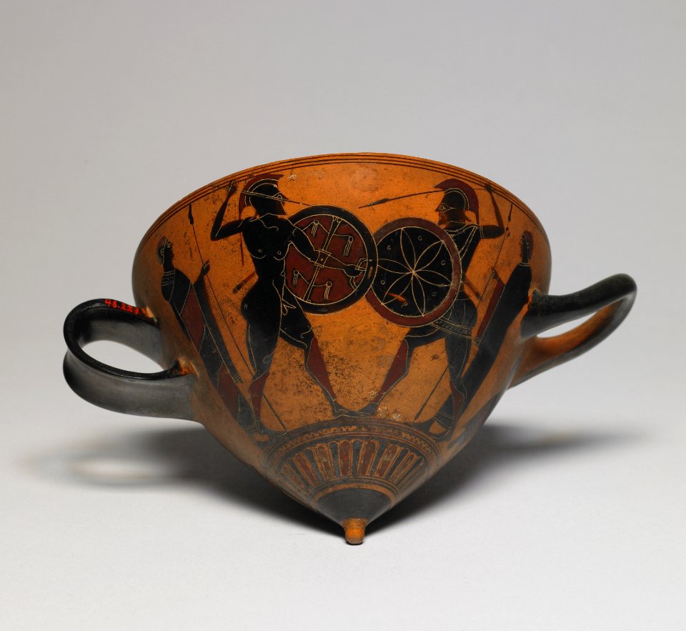 Greek - Black-figure Mastos with Combat Scenes - Walters 48223 - Side C