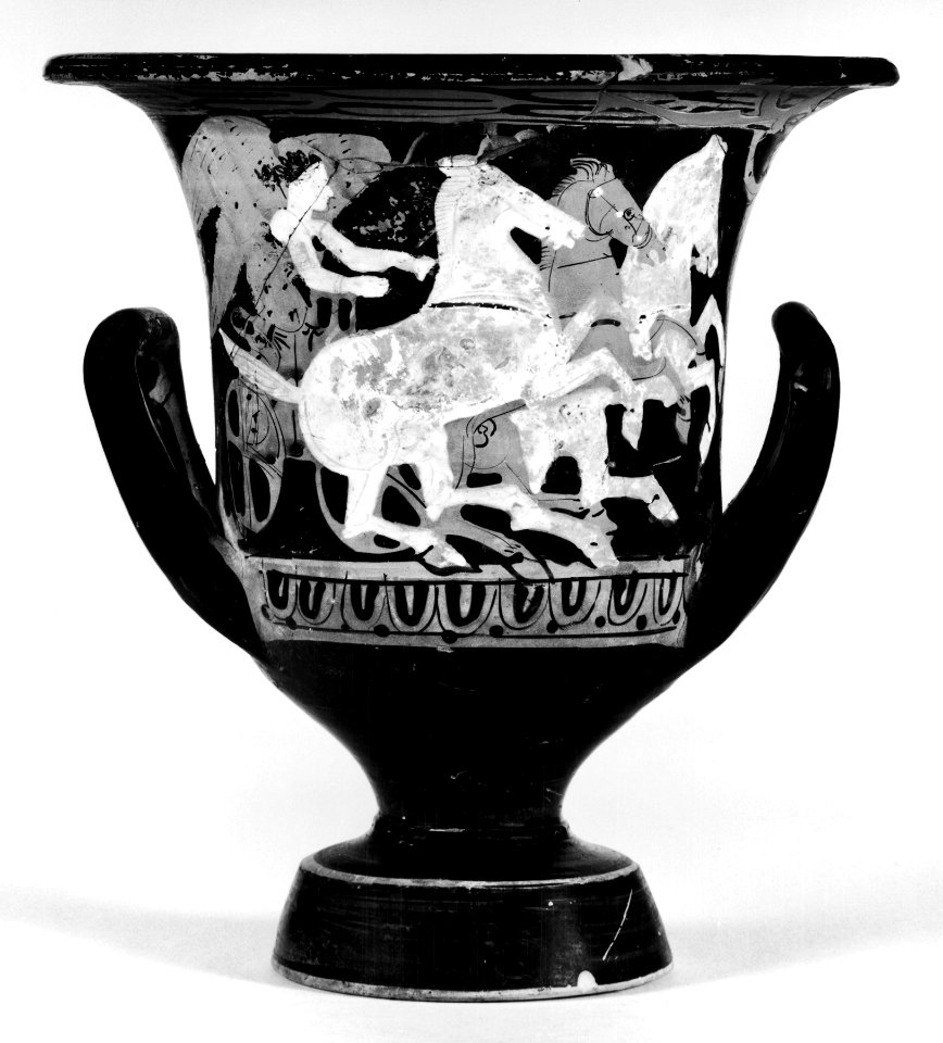 Greek - Calyx-Krater with Driver, Chariot, and Three Horses - Walters 482060 - Side A