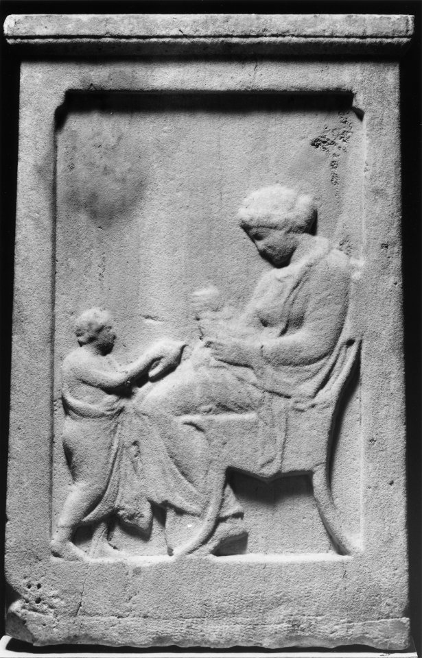Greek - Funeral Stele with a Seated Woman and Child - Walters 23176