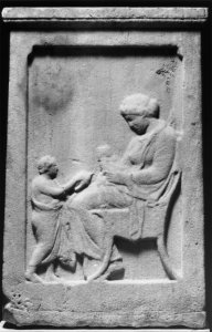Greek - Funeral Stele with a Seated Woman and Child - Walters 23176