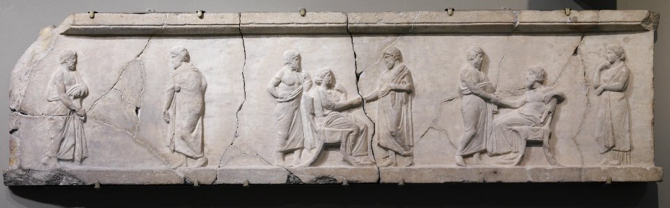 Greek - Funerary Relief with Eight Figures - Walters 23185