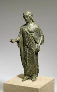 Greek - Maiden from a Mirror Stand - Walters 54774 - Three Quarter Left